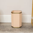 Hexagonal Pale Peach &amp; Gold Edge Wooden Waste Paper Bin