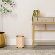 Hexagonal Pale Peach &amp; Gold Edge Wooden Waste Paper Bin