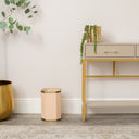 Hexagonal Pale Peach &amp; Gold Edge Wooden Waste Paper Bin