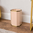 Hexagonal Pale Peach &amp; Gold Edge Wooden Waste Paper Bin