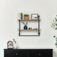 Industrial Metal & Wood Pipe Wall Shelves
