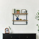 Industrial Metal & Wood Pipe Wall Shelves