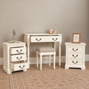 Ivory 2 Drawer Dressing Table Set &amp; Pair of 3 Drawer Bedside Tables - Charlotte Ivory Range