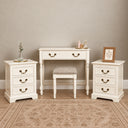 Ivory 2 Drawer Dressing Table Set & Pair of 3 Drawer Bedside Tables - Charlotte Ivory Range