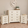Ivory 8 Drawer Chest of Drawers & Pair of 3 Drawer Bedside Tables - Charlotte Ivory Range