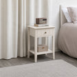 Ivory One Drawer Bedside Table with Shelf - Padstowe Ivory Range