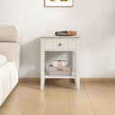 Ivory One Drawer Bedside Table with Shelf - Padstowe Ivory Range