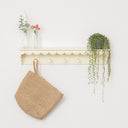 Ivory Painted Scalloped Edge Coat Peg Rail Hooks with Shelf - 100cm