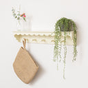 Ivory Painted Scalloped Edge Coat Peg Rail Hooks with Shelf - 100cm