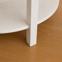 Ivory White Wooden Scalloped Half Moon Console Table with Shelf - 78cm x 80cm