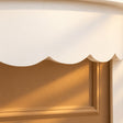 Ivory White Wooden Scalloped Half Moon Console Table with Shelf - 78cm x 80cm
