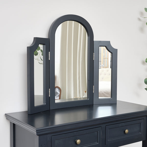 Black Arched Triple Dressing Table Mirror
