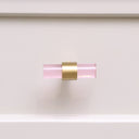 Gold &amp; Pink Acrylic T-Bar Shaped Drawer Handle