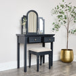 Large Dressing Table, Mirror &amp; Stool Set - Daventry Black Range