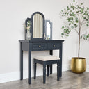 Large Dressing Table, Mirror &amp; Stool Set - Daventry Black Range