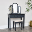 Large Dressing Table, Mirror & Stool Set - Daventry Navy Black Range - Damaged second