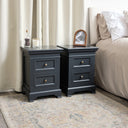 Pair of Navy Black Two Drawer Bedside Tables - Daventry Navy Black Range