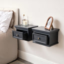 Pair of Black Wall Mounted Bedside Tables - Daventry Black Range