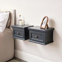 Pair of Navy Black Wall Mounted Bedside Tables - Daventry Navy Black Range