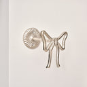 Set of 2 Silver Metal Bow Curtain Tie Backs