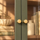 Khaki Green and Wood Wall Cabinet with Clear Glass Front 70cm x 90cm