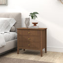 Large 3 Drawer Bedside Table - Hales Dark Wood Range
