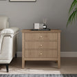 Large 3 Drawer Bedside Table - Hales Pale Wood Range