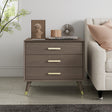 Large 3 Drawer Bedside Table - Oslo Dark Wood Range