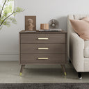 Large 3 Drawer Bedside Table - Oslo Dark Wood Range