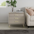 Large 3 Drawer Bedside Table - Oslo Taupe Range
