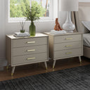 Pair of Large 3 Drawer Bedside Tables - Oslo Taupe Range