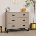 Large 3 Drawer Chest of Drawers and Pair of Bedside Tables - Elle Dark Beige Range