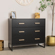Large 3 Drawer Chest Of Drawers &amp; Pair Of 3 Drawer Bedside Tables - Luna Black Range