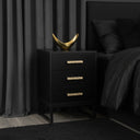 Large 3 Drawer Chest Of Drawers &amp; Pair Of 3 Drawer Bedside Tables - Luna Black Range