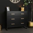 Large 3 Drawer Chest Of Drawers &amp; Pair Of 3 Drawer Bedside Tables - Luna Black Range