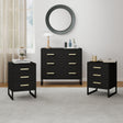 Large 3 Drawer Chest Of Drawers & Pair Of 3 Drawer Bedside Tables - Luna Black Range