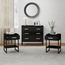 Large 3 Drawer Chest Of Drawers &amp; Pair Of One Drawer Bedside Tables - Luna Black Range