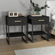 Large 3 Drawer Chest Of Drawers &amp; Pair Of One Drawer Bedside Tables - Luna Black Range