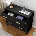 Large 3 Drawer Chest Of Drawers &amp; Pair Of One Drawer Bedside Tables - Luna Black Range