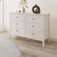 Large 6 Drawer Chest of Drawers and Pair of 3 Drawer Bedside Tables - Rowley Pale Cream Range