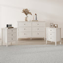 Large 6 Drawer Chest of Drawers and Pair of 3 Drawer Bedside Tables - Rowley Pale Cream Range
