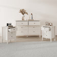 Large 6 Drawer Chest of Drawers and Pair of 3 Drawer Bedside Tables - Rowley Pale Cream Range