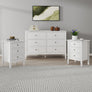 Large 6 Drawer Chest of Drawers and Pair of 3 Drawer Bedside Tables - Rowley White Range