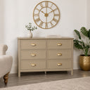 Large 6 Drawer Chest of Drawers and Pair of Bedside Tables - Lawrence Mocha Range