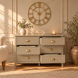 Large 6 Drawer Chest of Drawers and Pair of Bedside Tables - Lawrence Taupe Range