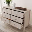 Large 6 Drawer Chest of Drawers and Pair of One Drawer Bedside Tables - Rowley Pale Cream Range