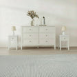 Large 6 Drawer Chest of Drawers and Pair of One Drawer Bedside Tables - Rowley Pale Cream Range