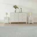 Large 6 Drawer Chest of Drawers and Pair of One Drawer Bedside Tables - Rowley Pale Cream Range