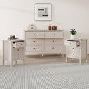Large 6 Drawer Chest of Drawers and Pair of 3 Drawer Bedside Tables - Rowley Taupe Cream Range