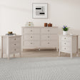 Large 6 Drawer Chest of Drawers and Pair of 3 Drawer Bedside Tables - Rowley Taupe Grey Range